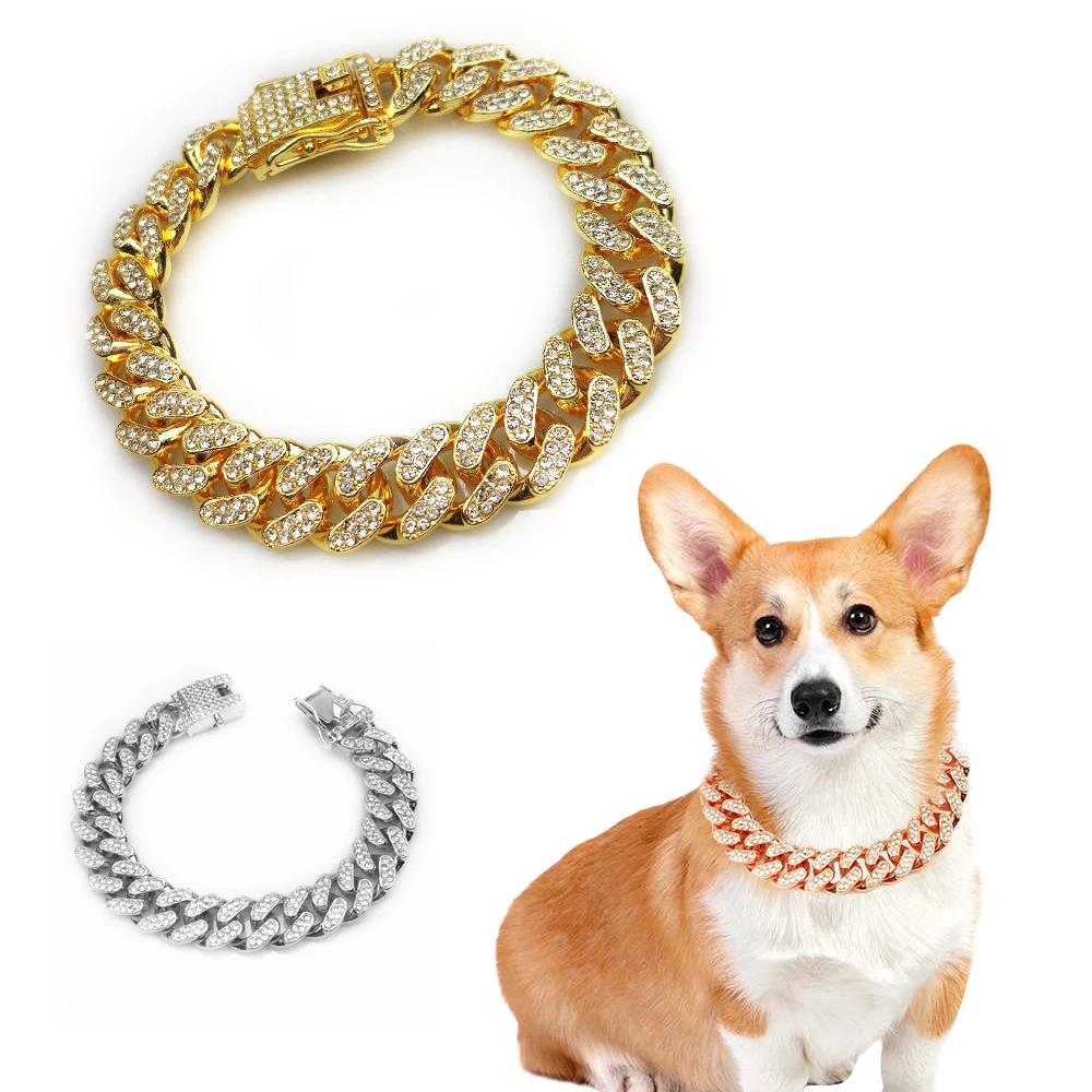 Chain Quick Link - Collier chaîne pour chien en strass,